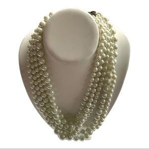 J. Crew Necklace faux Pearl 5 strand statement necklace